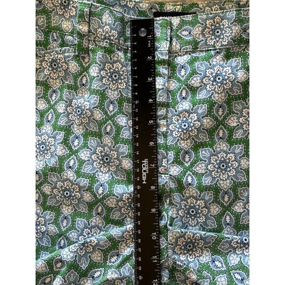 Lands End Bermuda Shorts Womens 14 Mid Rise Blue Green Floral Print Pockets - Picture 11 of 15